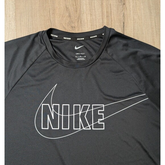 Nike Size XL Dri-Fit Swim Hydroguard Black Shirt Rash Guard UPF 40+  EUC - Picture 3 of 9